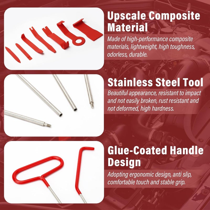 Wind Shear Portable Car Tool Kit, Multifunctional Stainless Steel Car Tools with J-Hook,17 PCS with Carrying Bag - Image 4